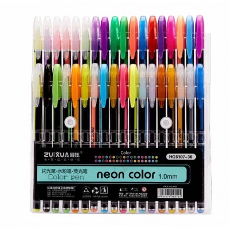 Conjunto de 36 cores de canetas gel Neon Color