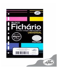 Refil Fichário Pautado Cinza Tamanho Colegial e Universal