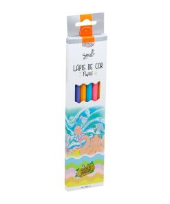 Lápis de cor de madeira 6 cores pastel - sextavado BRW