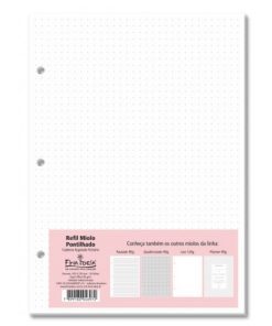 Refil Miolo Pontilhado Caderno Argolado - 50 fls FINA IDEIA