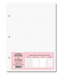 Refil Miolo Quadriculado Caderno Argolado - 50 fls - FINA IDEIA