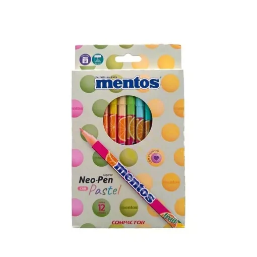 Canetinha Hidrografica Mentos 12 cores - Compactor