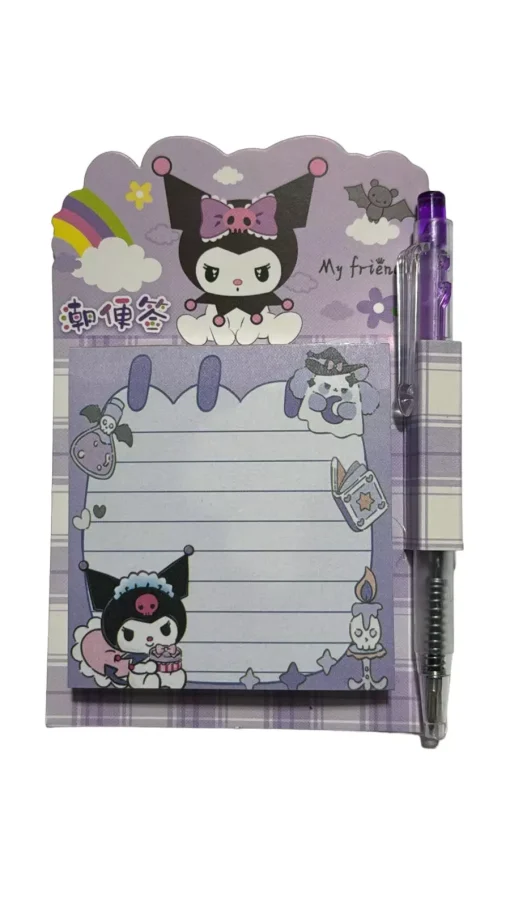 Kit Bloquinho fofo com Caneta Sanrio my melody e kuromi*