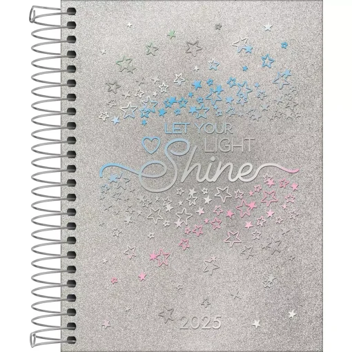 Agenda Espiral Diária Shine 2025 Cinza - Tilibra