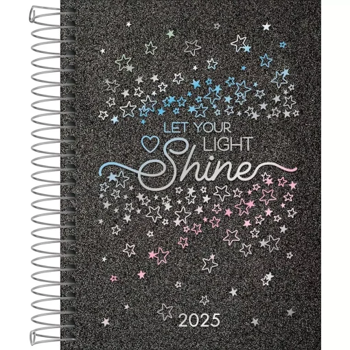 Agenda Espiral Diária Shine 2025 Preta - Tilibra