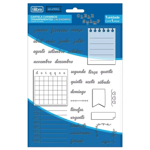 Cartela Carimbos Transparentes Calendário - Tilibra