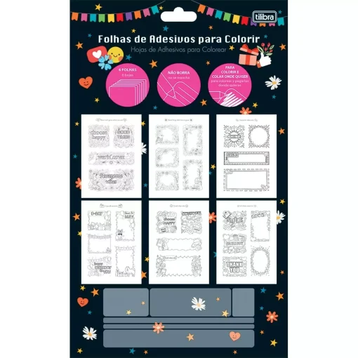 Folhas de Adesivos para Colorir -Tilibra
