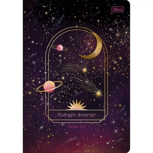 Planner Grampeado Magic 2025 - Midnight Dreamer Fundo Escuro - Tilibra