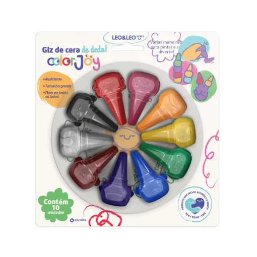 Giz de Cera Encaixa no Dedo Color Joy - Leo&Leo