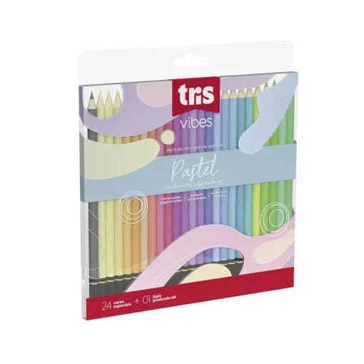 Lápis De Cor Vibes - Tons Pastel - 24 Cores + 1 Lápis 6B - Tris