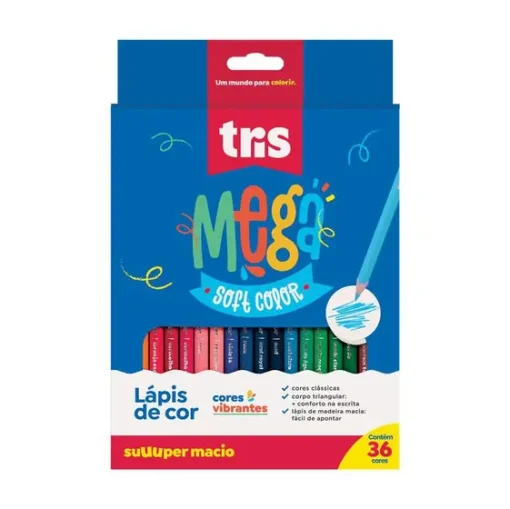 Lápis De Cor Mega Soft Color - 36 Cores - Tris
