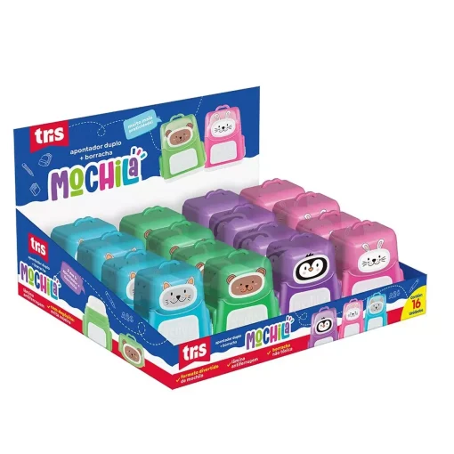 Apontador Duplo Com Borracha Tris Mochila - Tris