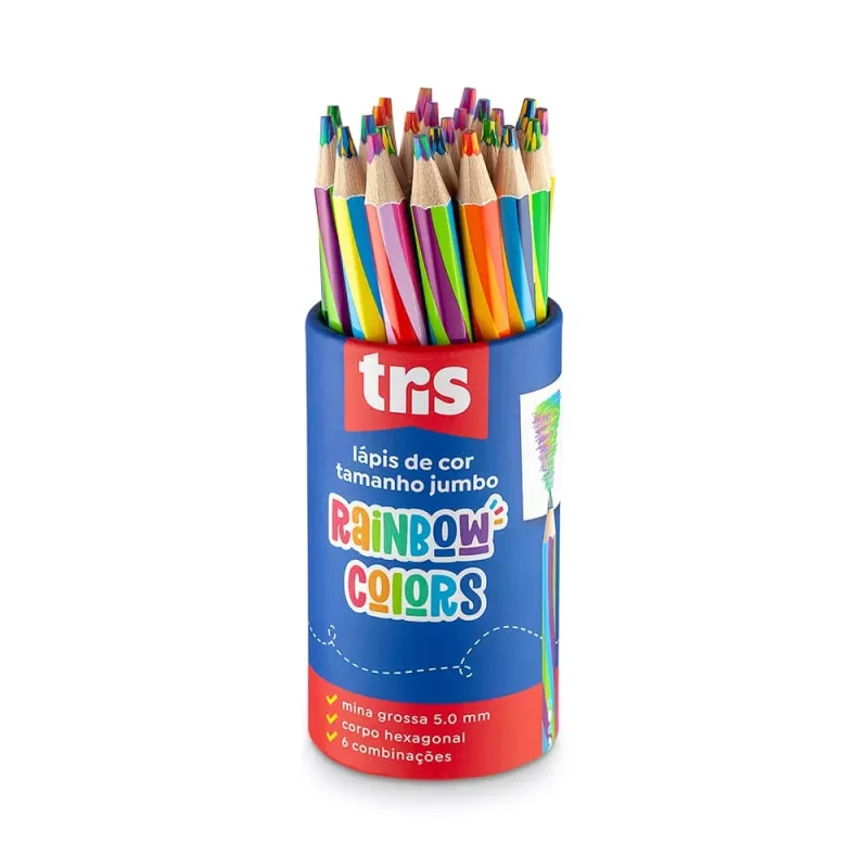 Lápis De Cor Jumbo Tris Rainbow – Mina Multicolorida Colors - Tris