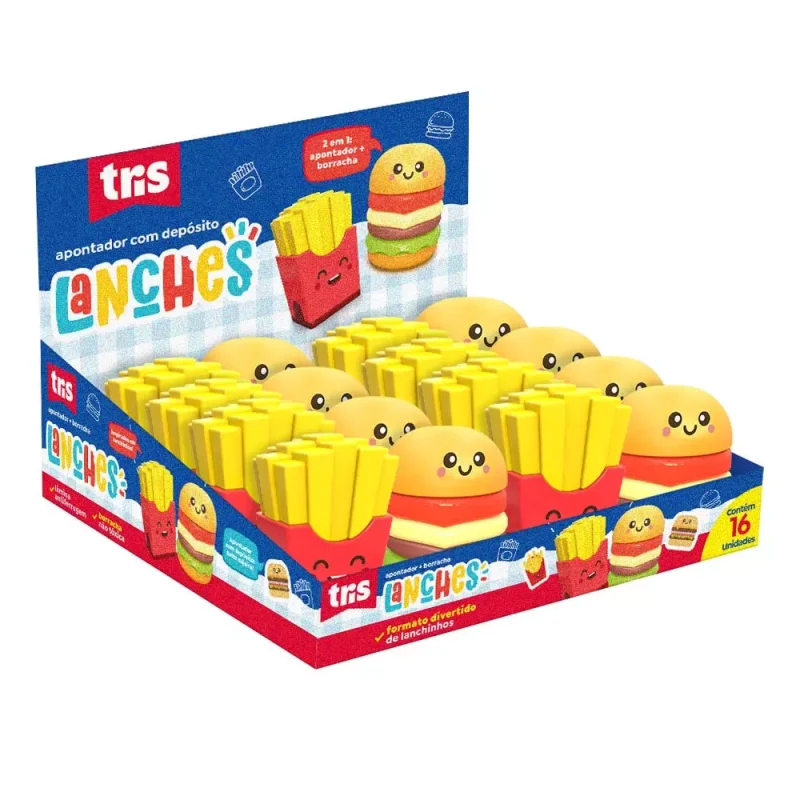 Apontador Com Depósito Com Borracha Lanches - Tris