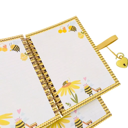 Diário com Cadeado Coração Dourado Busy Bees - Buendia - Image 3
