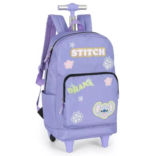 Mochila De Rodinha Lilás Stitch Ohana - Luxcel