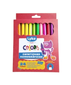 Kit 24 Cores de Canetinhas Hidrográficas Colors - LYKE