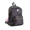 Mochila Poliéster Preto com Rosa, com estojo - BRW