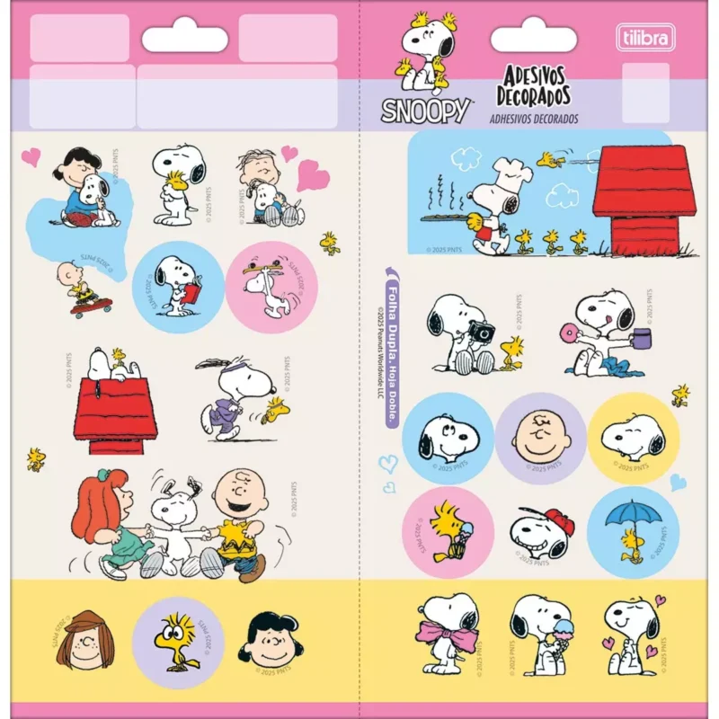 Cartela de Adesivos Snoopy - Tilibra