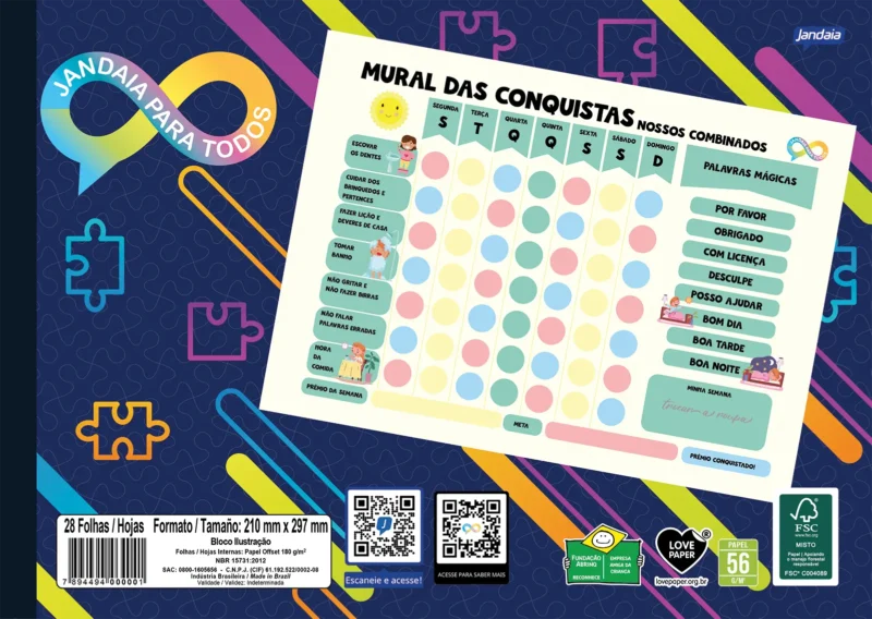 Bloco de Ilustração Mural das conquistas- Jandaia