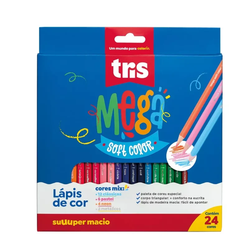 Lápis de Cor Mega Soft Color – Mix – 24 Cores – Tris